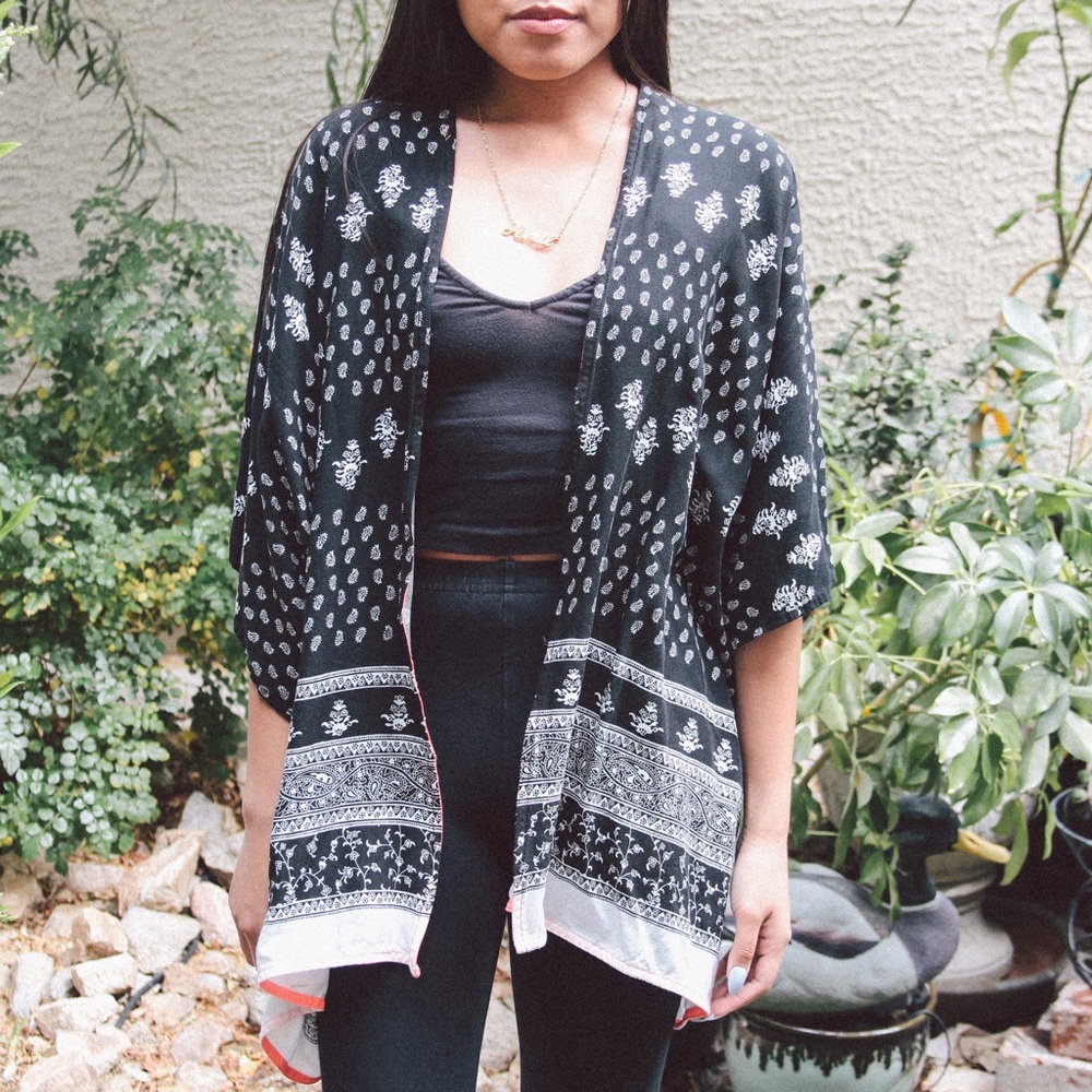 Lily White Bandana Print Kimono Top